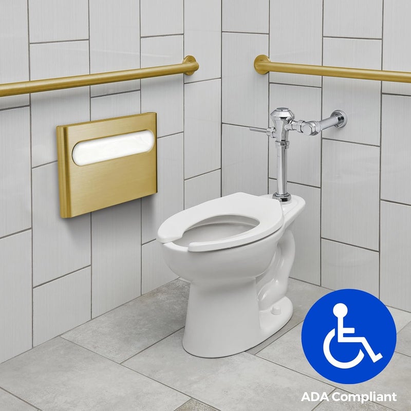 stardrix Slim Brushed Gold Stainless Steel Toilet Seat Cover Dispenser – Designer Wall-Mount Holder with Curved Edges and Large Capacity for Single or 1/2 Fold Covers, Aesthetic and Modern Look - Image 3